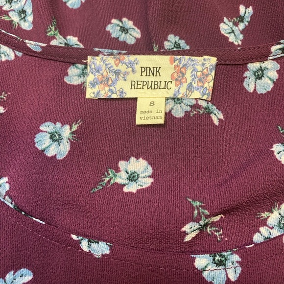 Pink Republic Plum Floral Knot Front Blouse - women’s size small - Picture 4 of 14